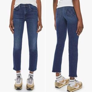 MOTHER The Rascal Raw Hem High Waist Ankle Snippet Jeans